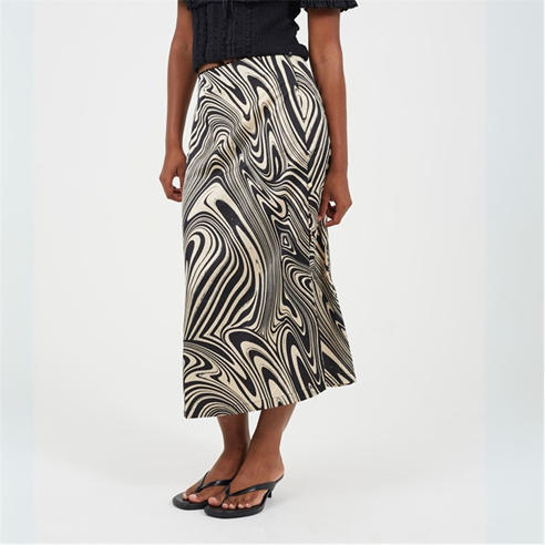 Brave Soul - Womens Swirl Print Skirt with Buttons & Split