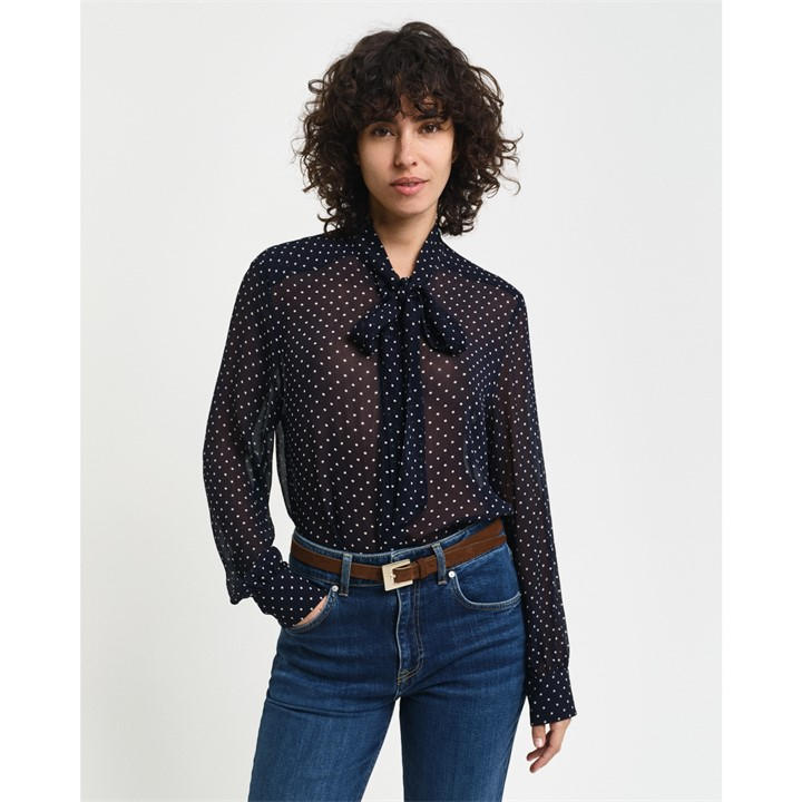 GANT REG DOT PRINT BOW BLOUSE EVENING BL