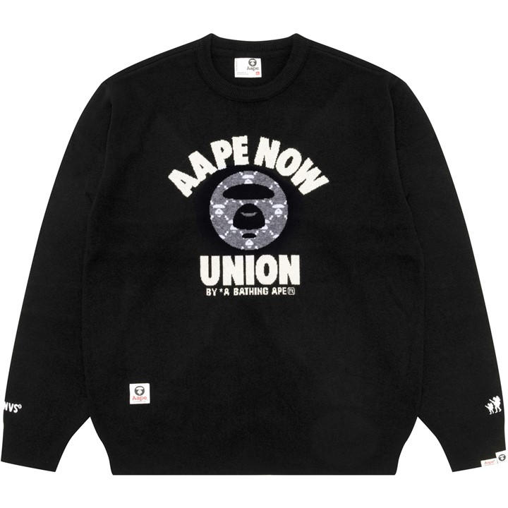 AAPE Moonface-Logo Knit Jumper Black FRASERS Ireland