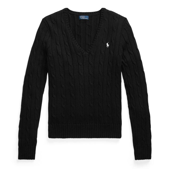 Polo Ralph Lauren Women's Black Kimberly Cable Knit Jumper Size 16