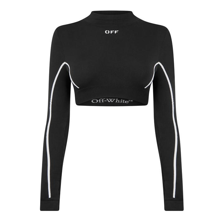 Off White Women's Black Long-Sleeve Seamless Crop Top