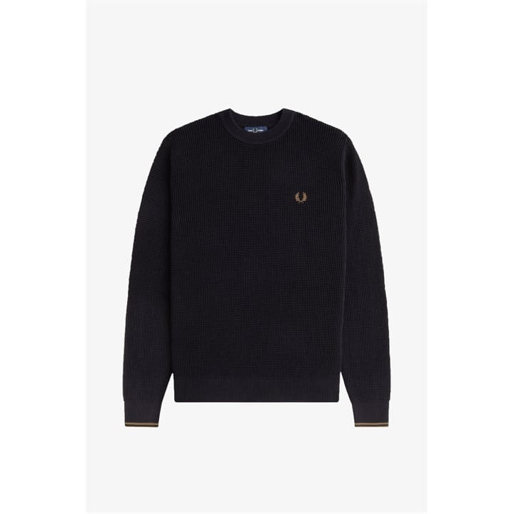 Fred Perry Men's Black Crew Neck Jumper Extra Large