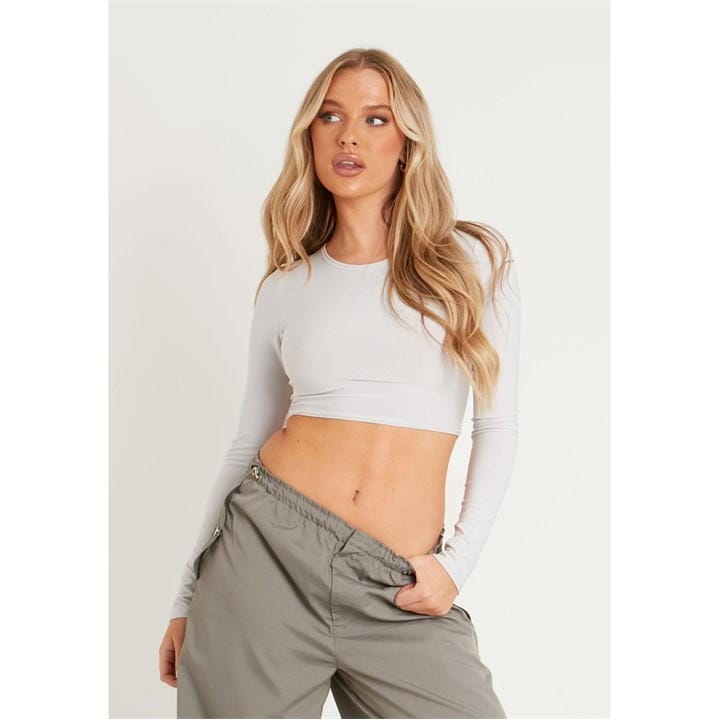 MISSY EMPIRE SLEEVE CREW NECK SMOOTH CROP TO