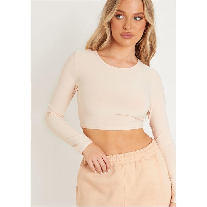 MISSY EMPIRE SLEEVE CREW NECK SMOOTH CROP TO