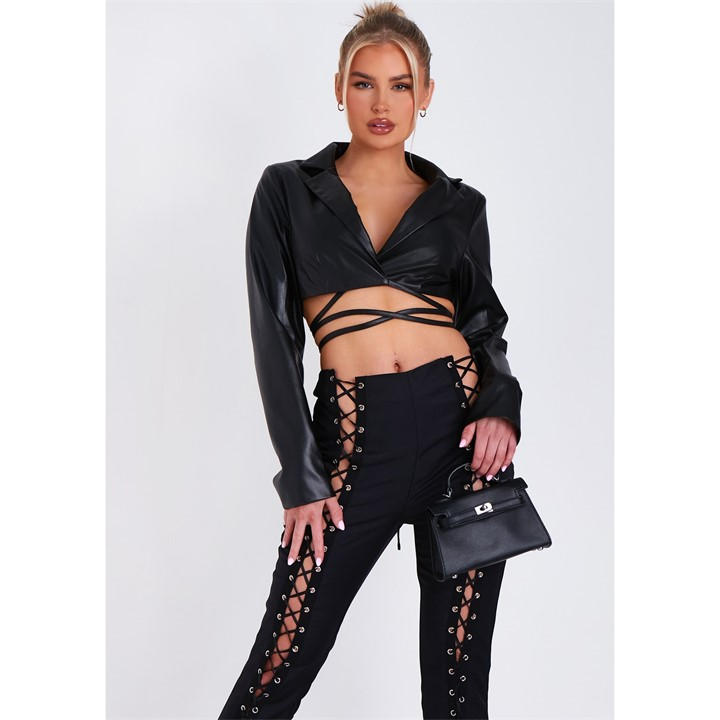 MISSY EMPIRE CROPPED TIE BLAZ
