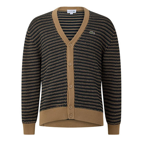 LACOSTE - Men's Jacquard Long-Sleeve V-Neck Cardigan