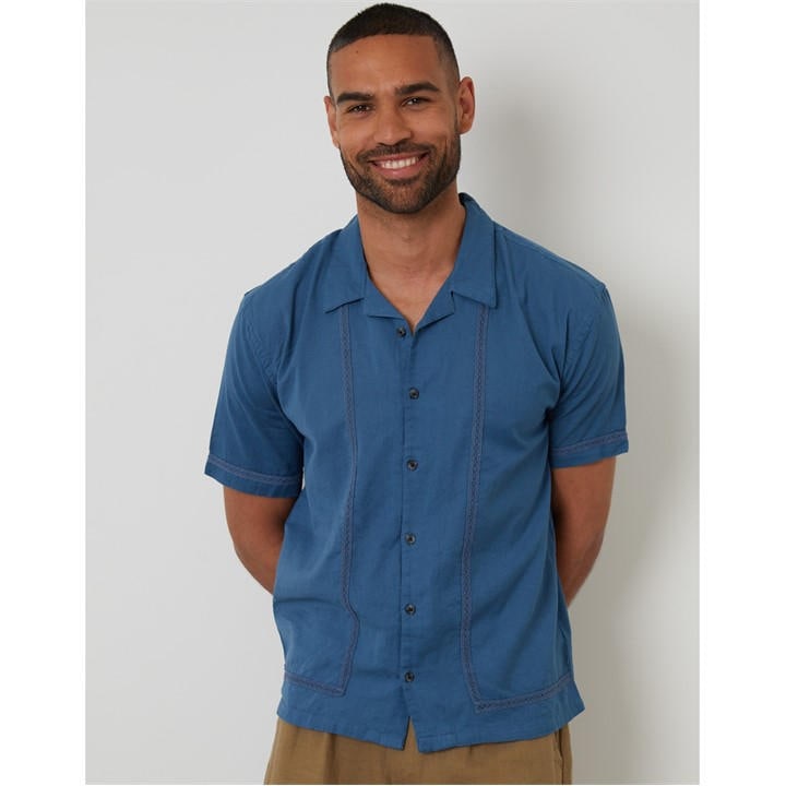 Threadbare Men's Blue Sht Ss Rallie Extra Large