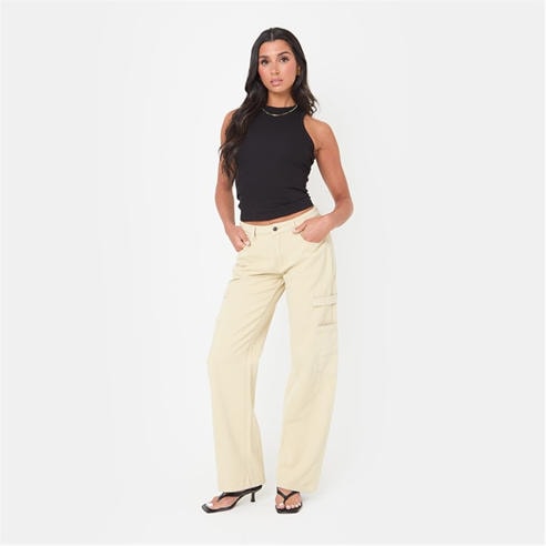 I Saw It First - Low Rise Pocket Detail Wide Leg Jeans