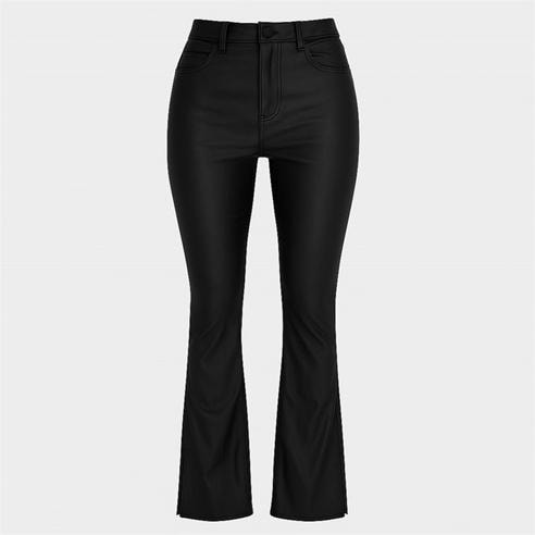 I Saw It First - Coated Denim Side Split Flare Trousers