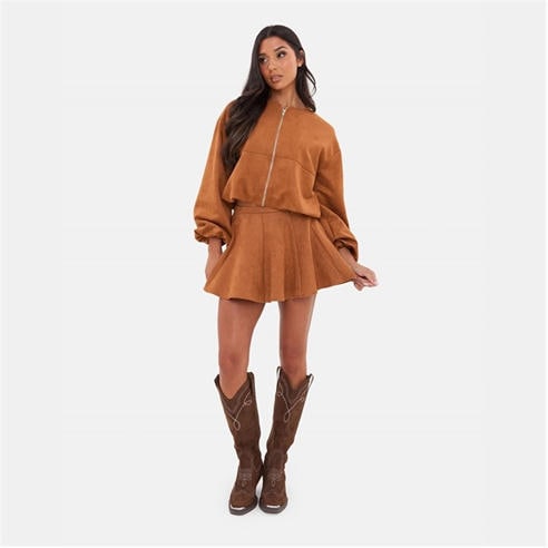 I Saw It First - Faux Suede Skater Skirt