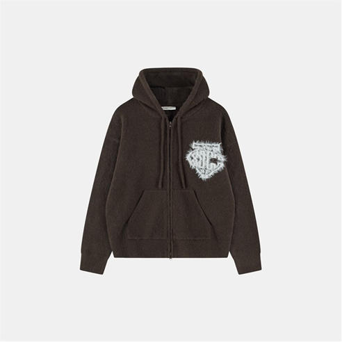 THE COUTURE CLUB - Mens Fluffy Knit Zip Hoodie