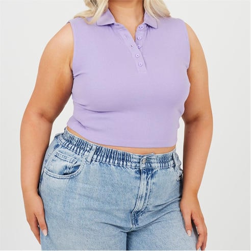 Brave Soul - Womens Plus Size Vest with Collar and Buttons