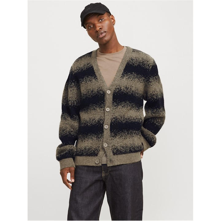 Jack And Jones Men's Grey Knit Cardigan Large
