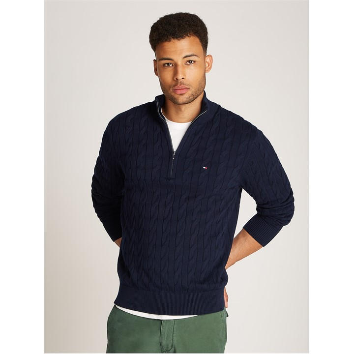 Tommy Hilfiger Men's Blue Half-Zip Sweater Large