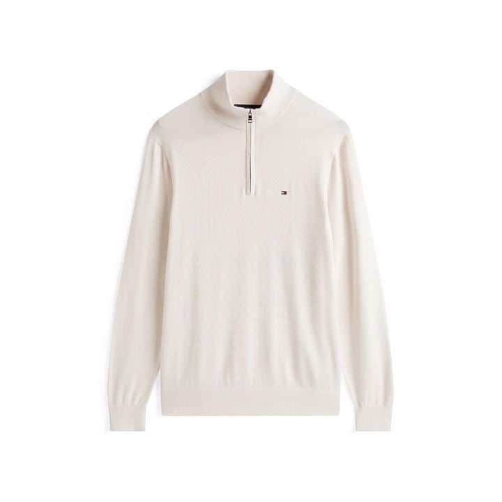 Tommy Hilfiger Men's White Half-Zip Sweater Small