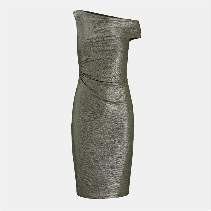Lauren by Ralph Lauren Metallic One-Shoulder Cocktail Dress - Gold