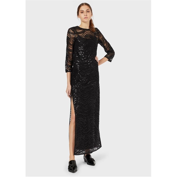 Emporio Armani Women's Lace Textured Maxi Dress - Black