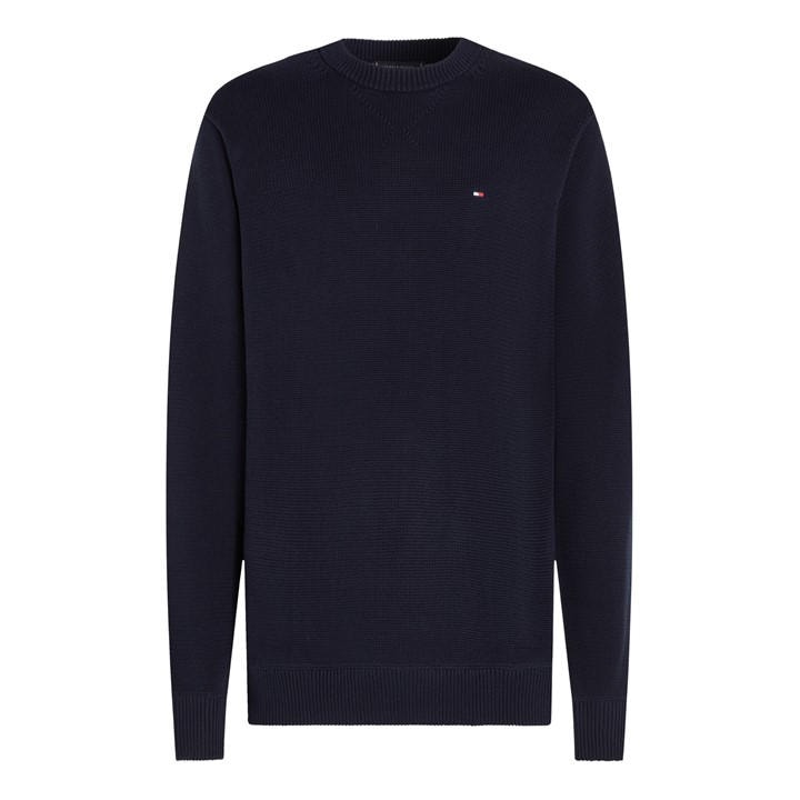 Tommy Hilfiger Men's Blue Chunky Cotton C Neck Medium