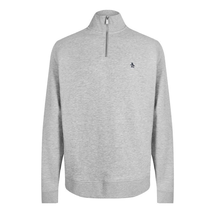 Original Penguin Men's Grey Quarter Zip Jumper Small