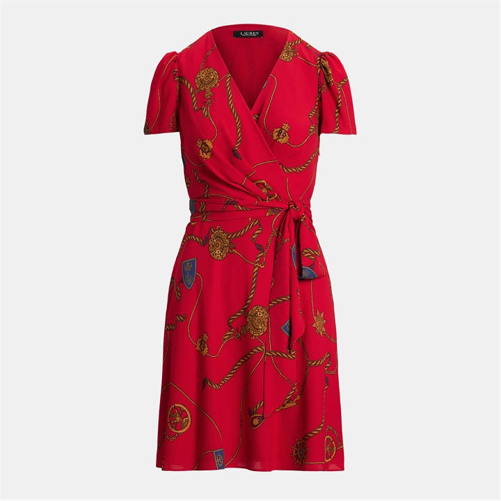 POLO RALPH LAUREN BELTED GEORGETTE MINI DRESS