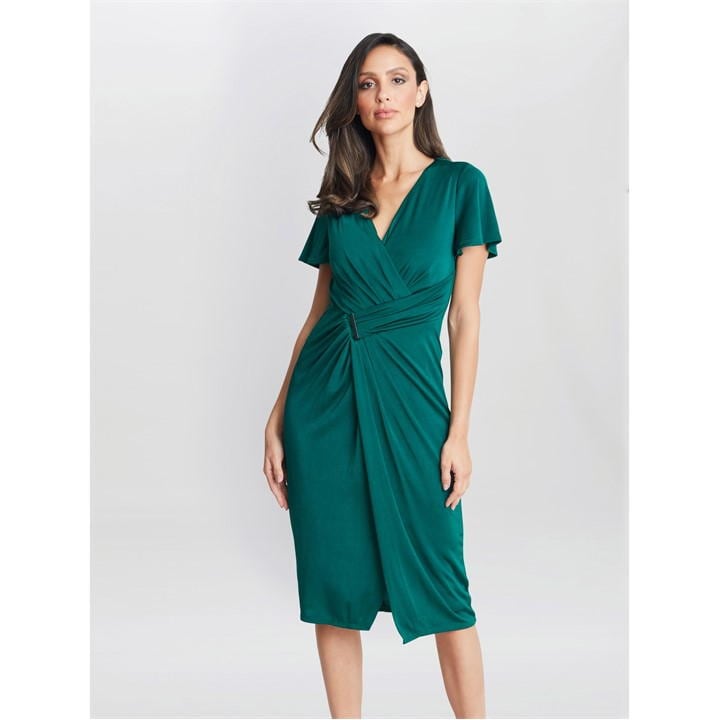 Gina Bacconi Marion Midi Matte Jersey Midi Dress - Green