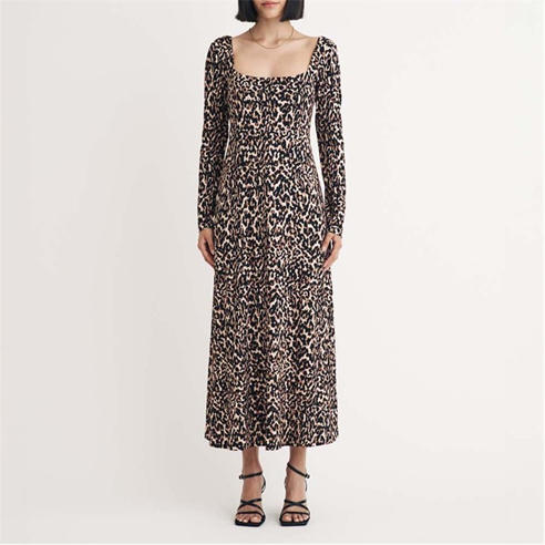 Nobodys Child - Aidie Leopard Print Midi Dress