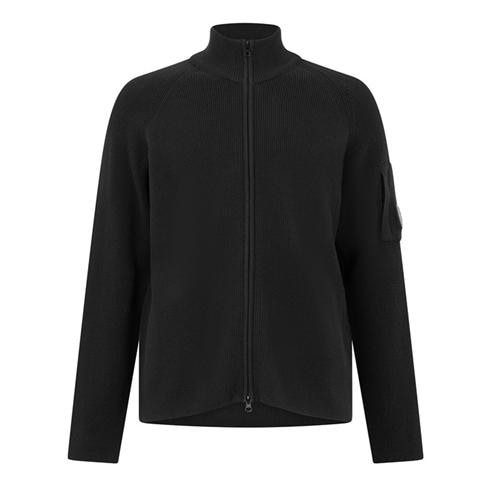CP COMPANY - Men's Waffle Cotton Funnel-Neck Full-Zip Knitted Top