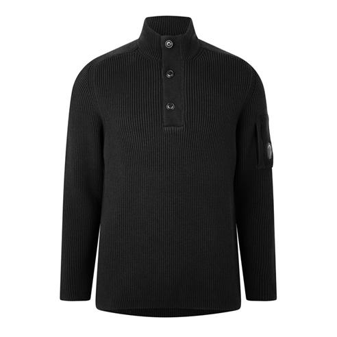 CP COMPANY - Men's Cotton Ribbed 1/4 Zip Knitted Top