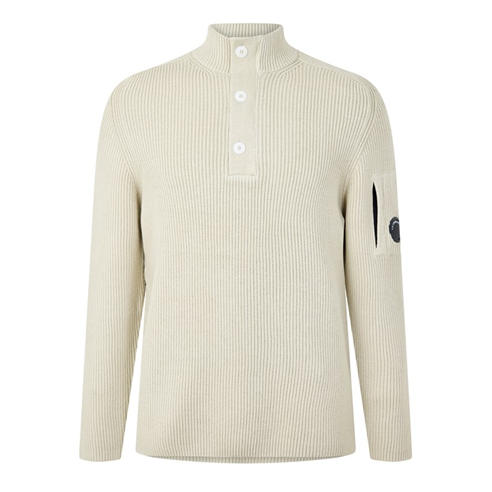 CP COMPANY - Men's Cotton Ribbed 1/4 Zip Knitted Top