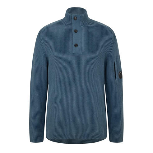 CP COMPANY - Men's Cotton Ribbed 1/4 Zip Knitted Top