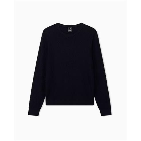 Armani Exchange - Men's Lightweight Textured Wool Crew-Neck Jumper