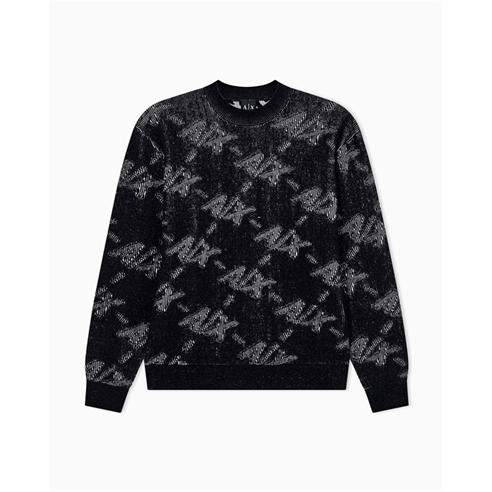 Armani Exchange - Men's Chenille Long-Sleeve Monogram Crew-Neck Jumper