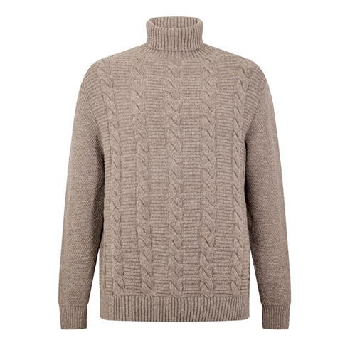 Barbour - Men's Staplecross Roll Cable Knit Wool Turtle Neck Jumper
