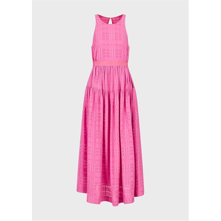 Emporio Armani Sleeveless Checked Midi Dress - Pink