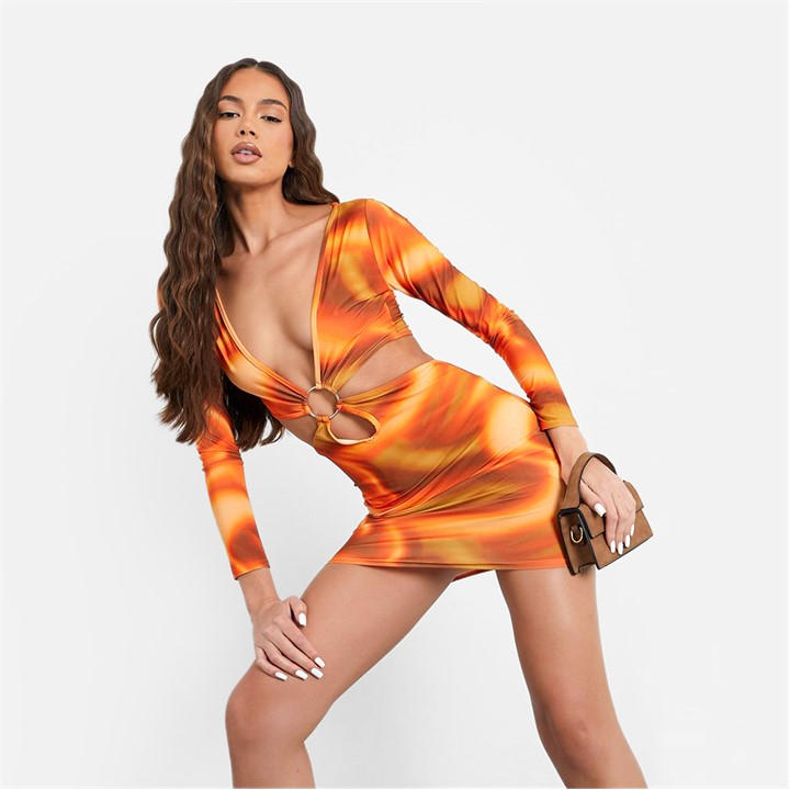 I SAW IT FIRST TIE DYE SLINKY CUT OUT BODYCON MINI DRE