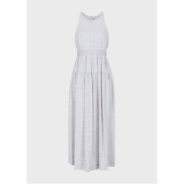 Emporio Armani Sleeveless Checked Midi Dress - Grey