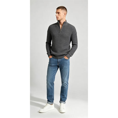 Firetrap - Men's 1/4 Zip Cable Knit Funnel Neck Jumper