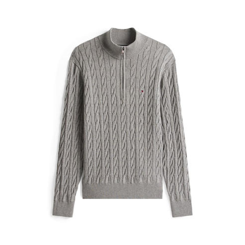 Tommy Hilfiger - Men's Cotton 1/4-Zip Mock-Neck Cable Knit Jumper