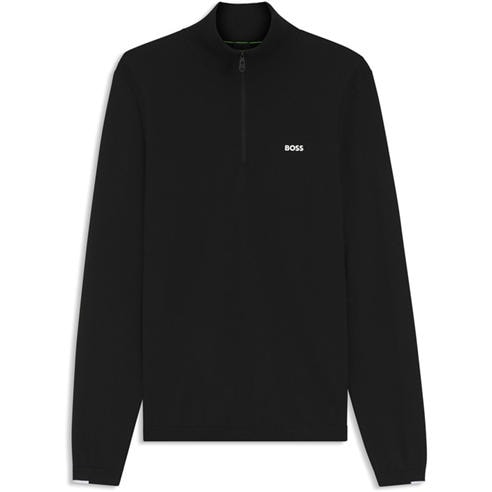 Boss - Men's Ever-X Boss Green Cotton Long-Sleeve 1/4-Zip Knitted Top