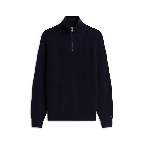 Tommy Hilfiger - Men's Wool Fisherman Rib 1/4-Zip Knitted Top