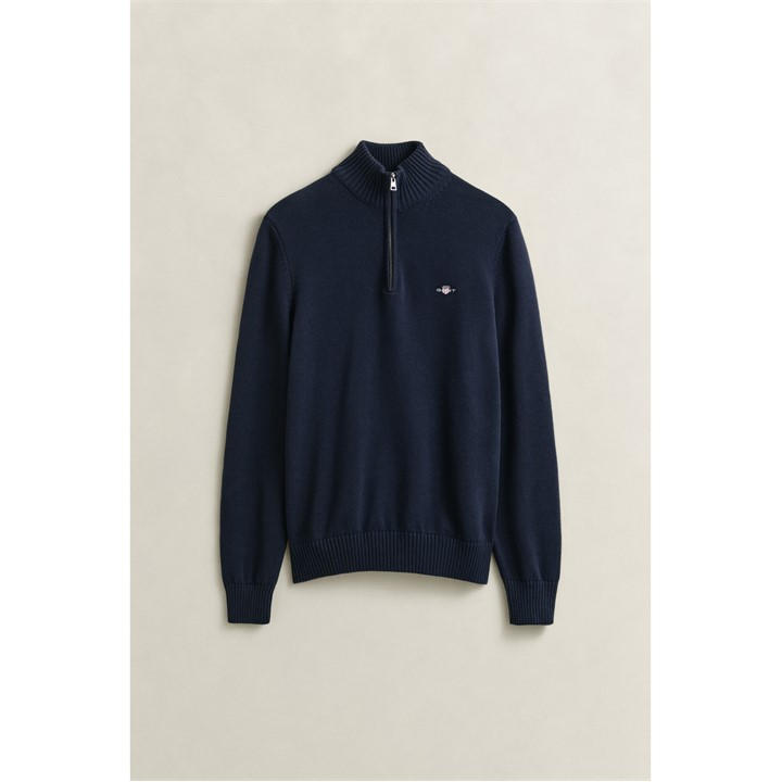 Gant Men's Blue Casual Cotton Half-Zip Small