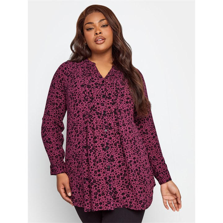 Yours Curve Floral Pintuck Shirt