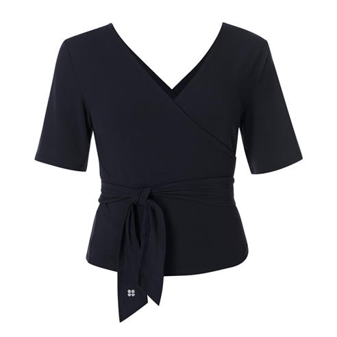 SWEATY BETTY - Women's Soft Flow Wrap Short Sleeve Performance Gym Top