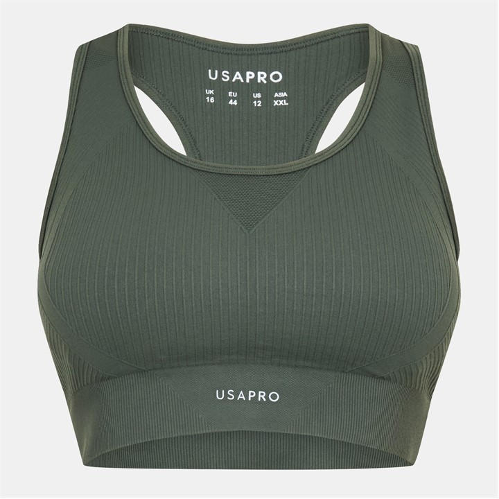 Usa Pro Women's Green Seamless Crop Sports Bra Size 16
