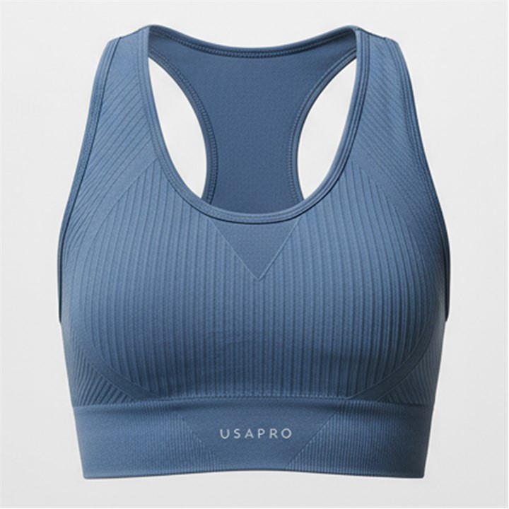 Usa Pro Women's Blue Seamless Crop Sports Bra Size 14