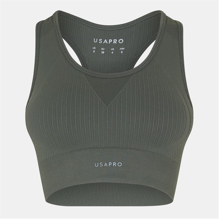 Usa Pro Women's Green Seamless Crop Sports Bra Size 14