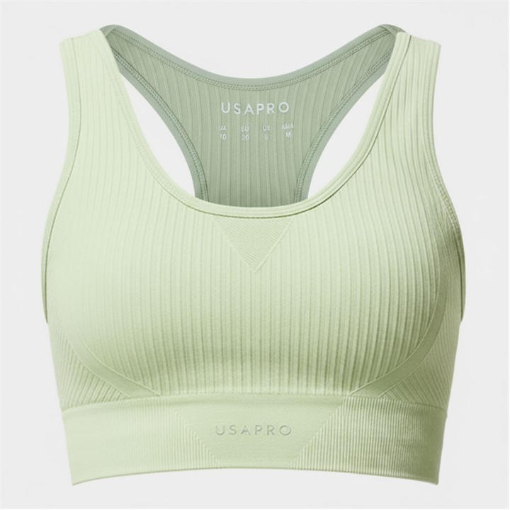Usa Pro Women's Green Seamless Crop Sports Bra Size 14