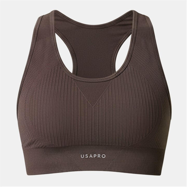 Usa Pro Women's Brown Seamless Crop Sports Bra Size 14
