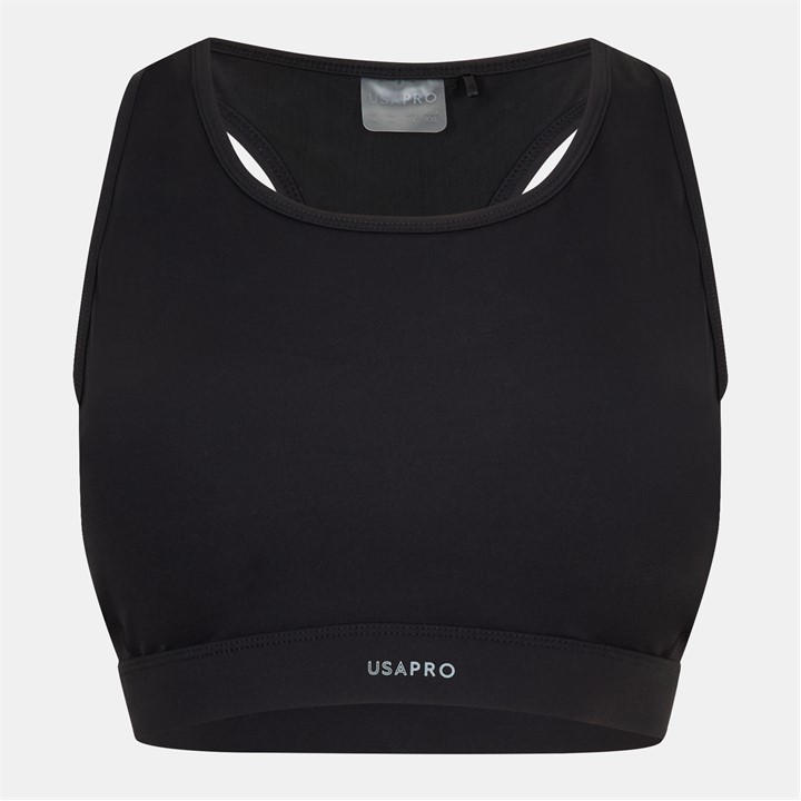 Usa Pro Women's Black Core Racer Back Sports Bra Size 12