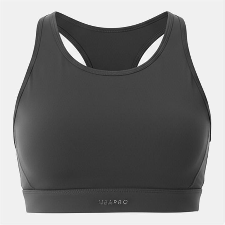 Usa Pro Women's Black Core Racer Back Sports Bra Size 12